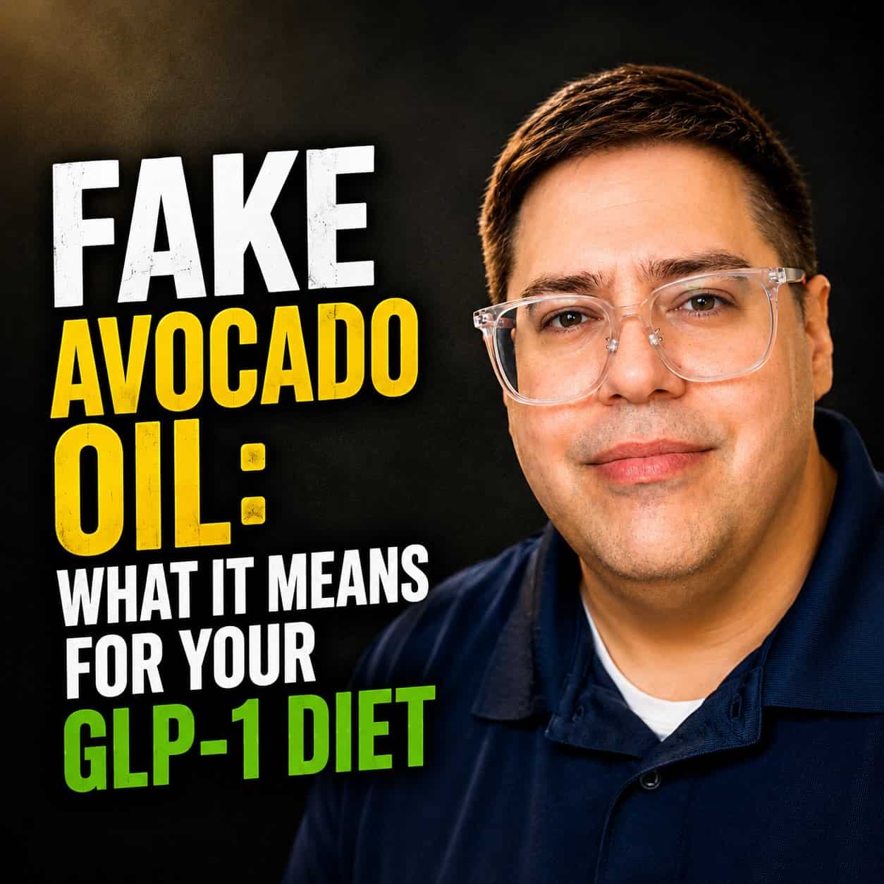 Benjamin beside text reading "Fake Avocado Oil: What It Means for Your GLP-1 Diet"