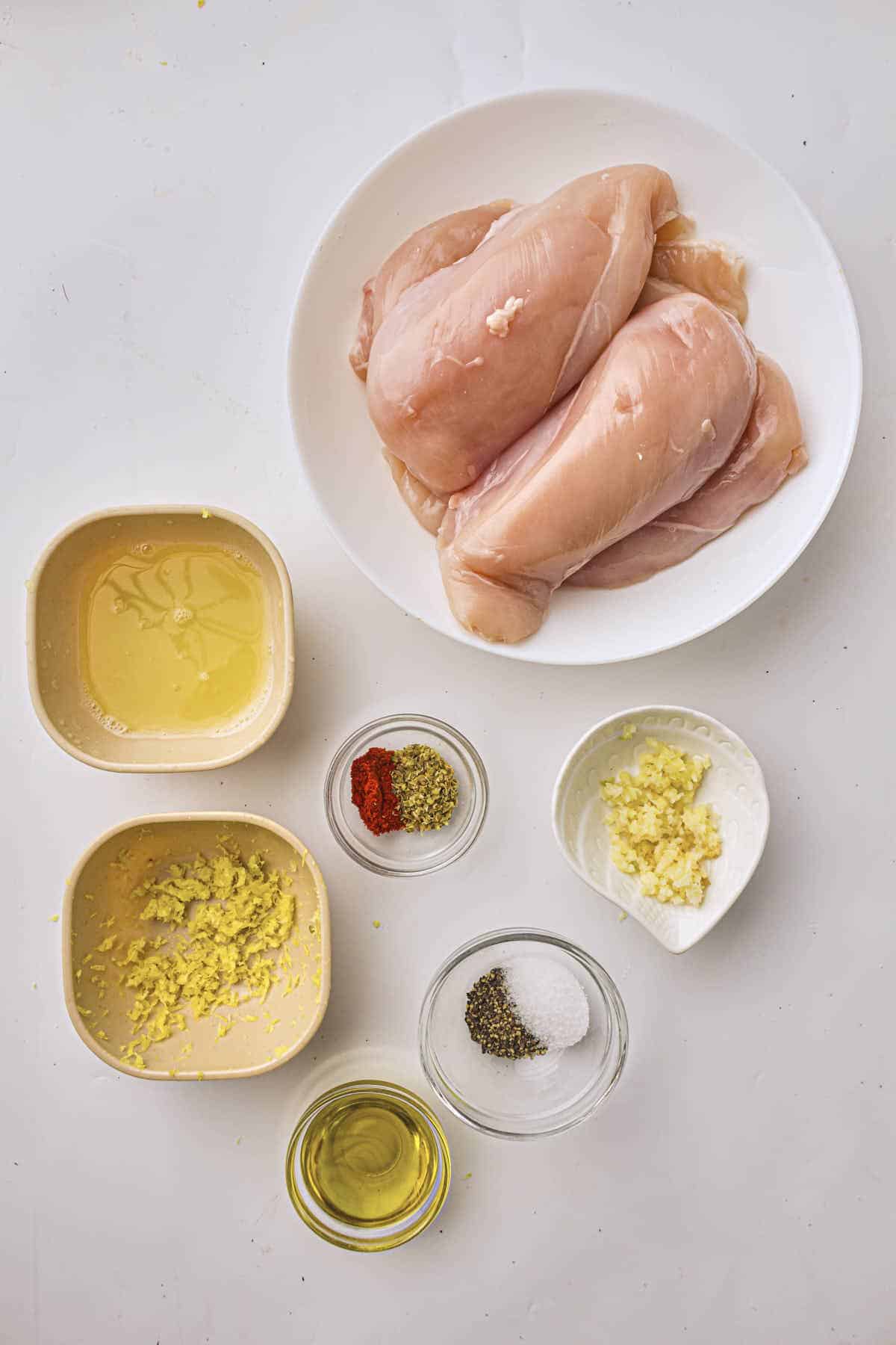 Ingredients for baked lemon chicken breast