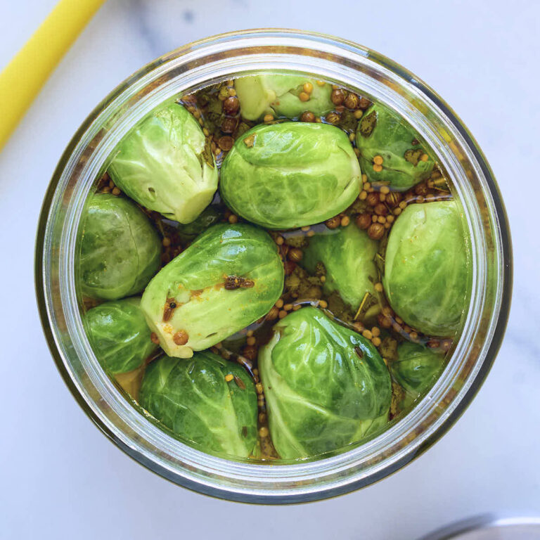 Pickled Brussels sprouts also known as Frog Balls