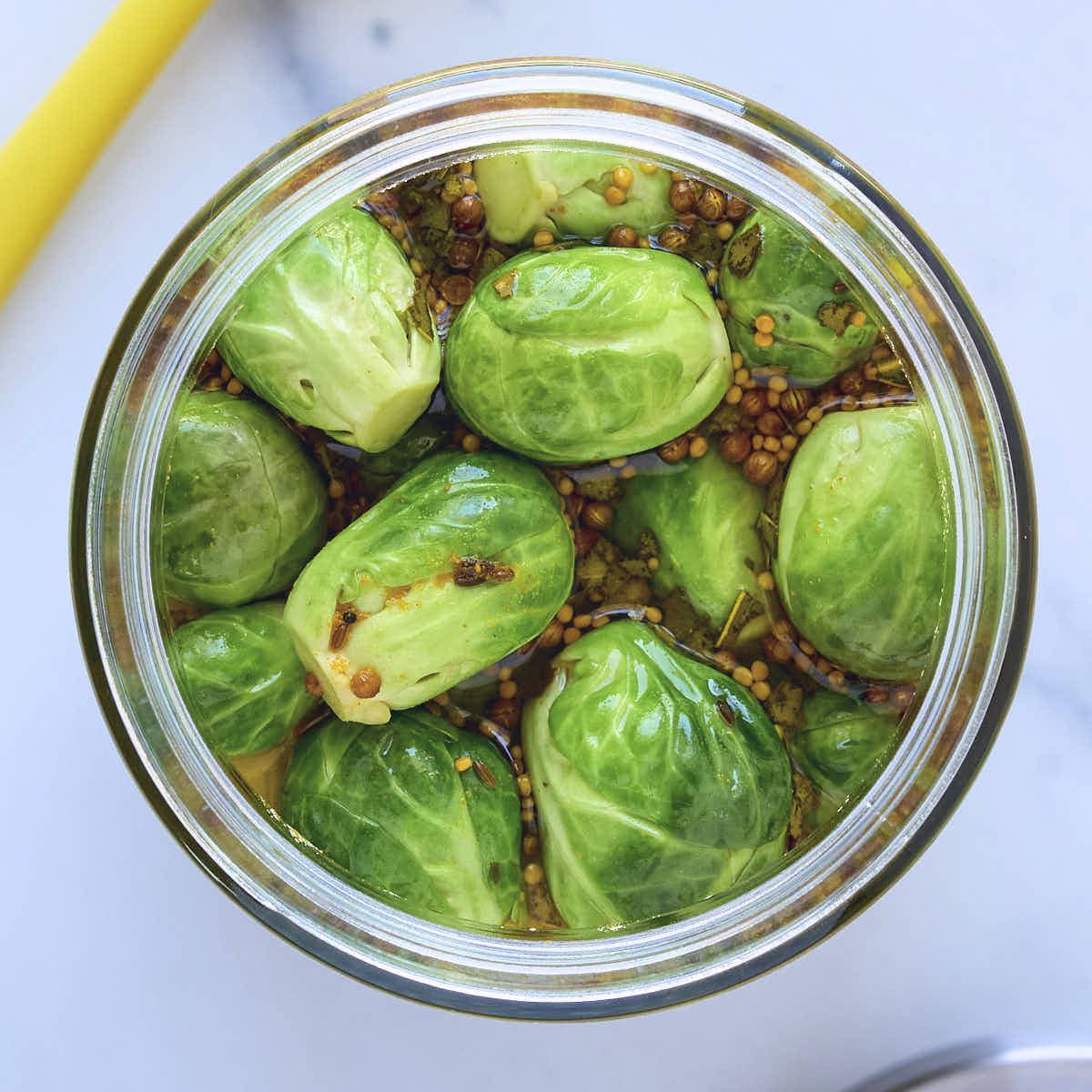 Pickled Brussels sprouts also known as Frog Balls