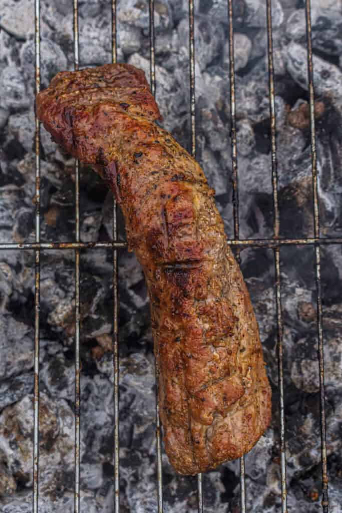 Finished pork tenderloin on the grill