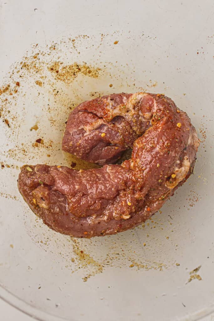 Marinating the pork tenderloin briefly