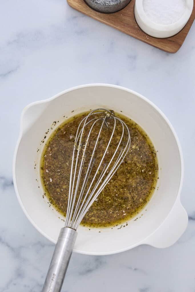 Whisked dressing for the salad