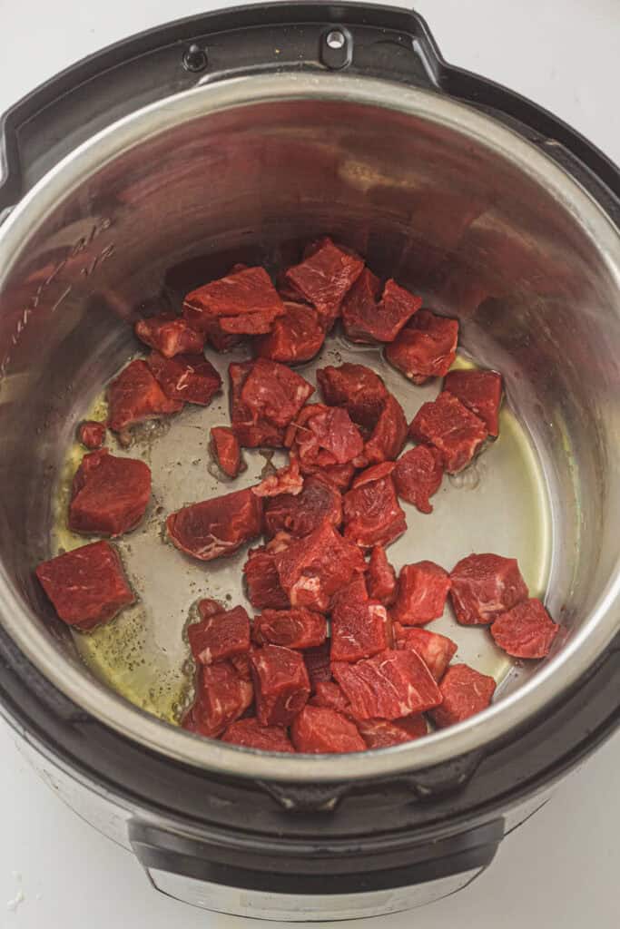 Brown the beef in the instant pot