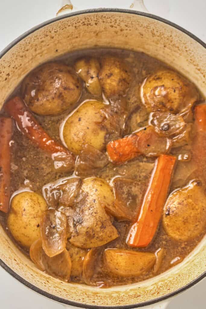 The pot roast after cooking