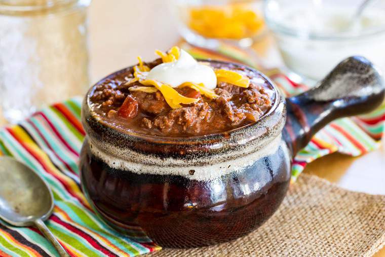 A small crock of chili