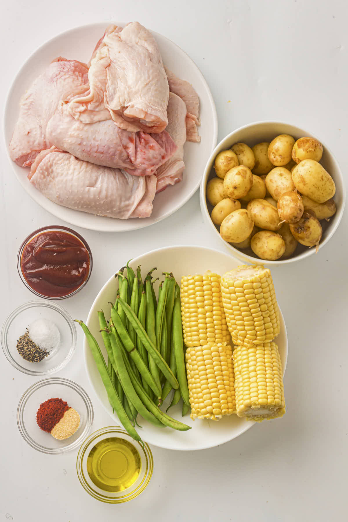 Ingredients for the baked BBQ chicken thighs