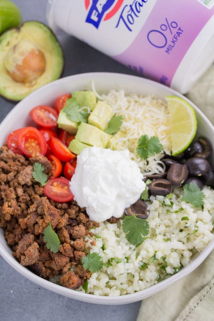 taco cauliflower rice bolw